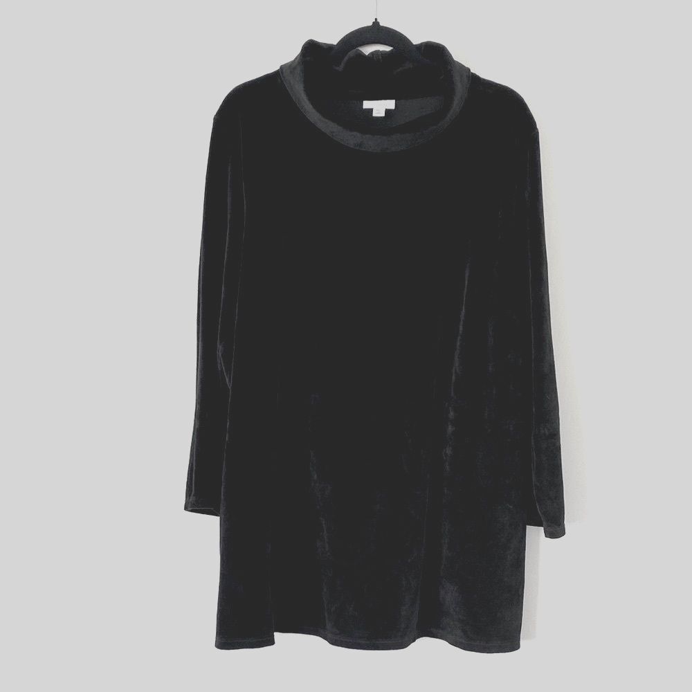 Pure Jill by J. Jill Black Velvet Cowl Neck Tunic Top Sz XL Holiday Event Office
